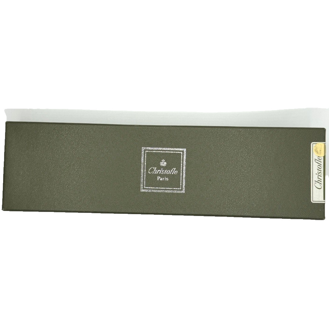 Christofle Gift / Storage Box 11.5×3.25×1.5 in. Green w/ Silver LOGO – EMPTY1060