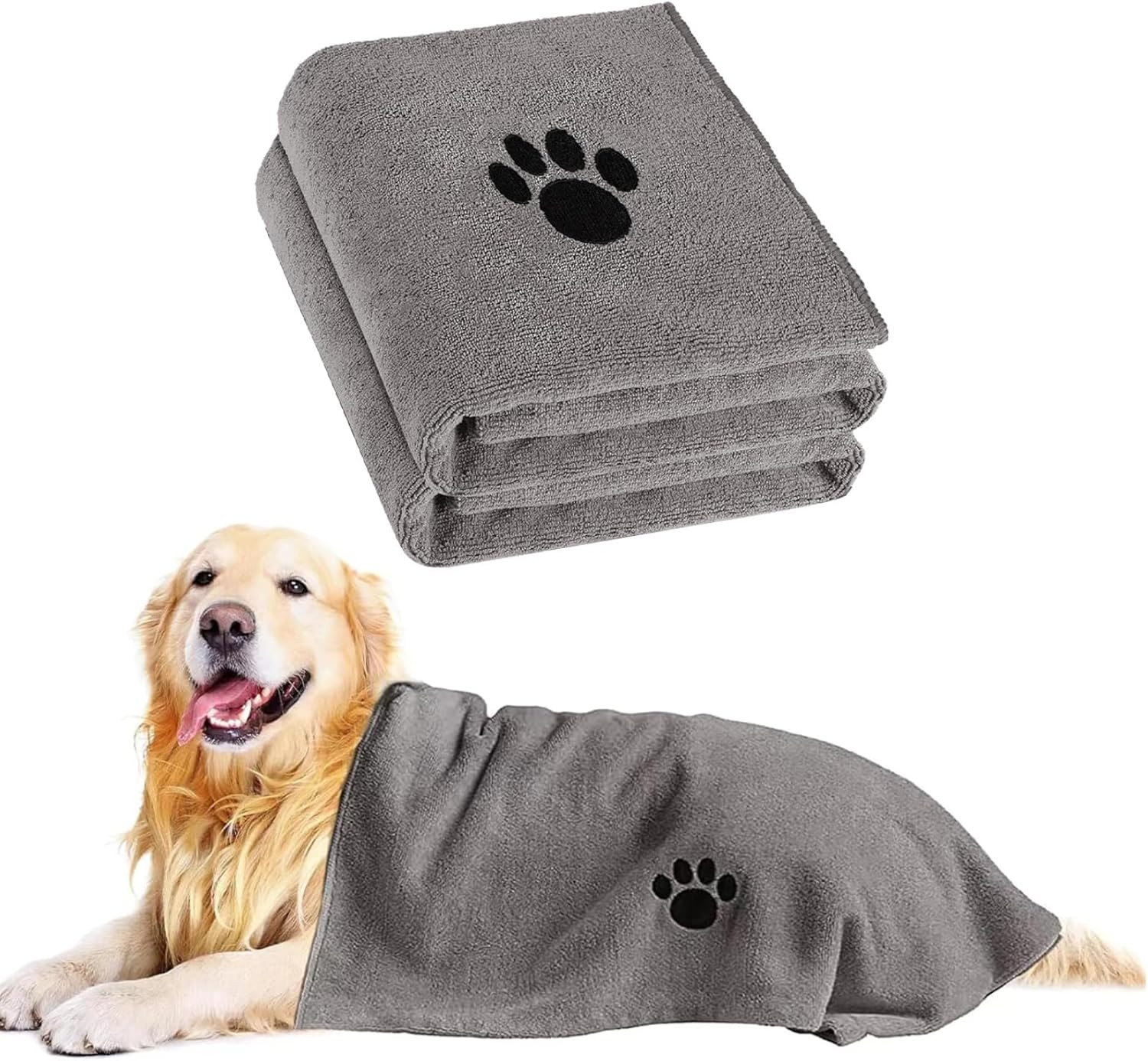 2 Pack Microfiber Dog Towels for Drying Dogs, Super Absorbent and Soft Pet Towel