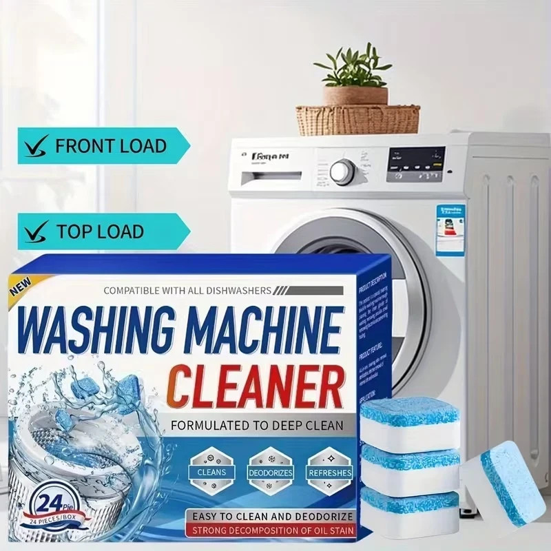 12/24 Pcs Washing Machine Cleaner Descaler Deep Solid Cleaning For HE Tablets