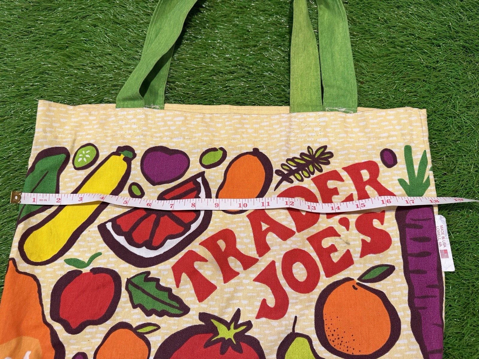 TRADER JOE’S Reusable Canvas Shopping Grocery Tote Bag Fruits Vegetables USA