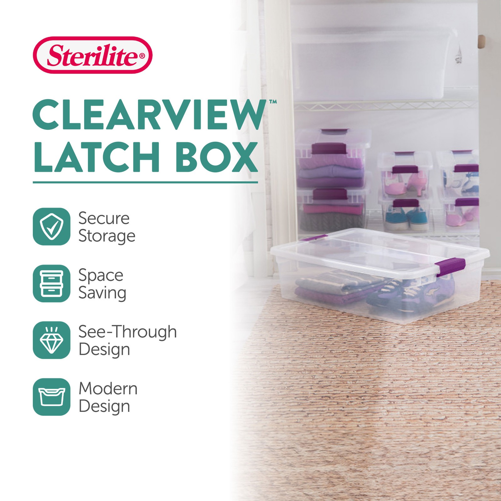 Sterilite 32 Quart Clear View Storage Container Tote w/ Latching Lid, (6 Pack)