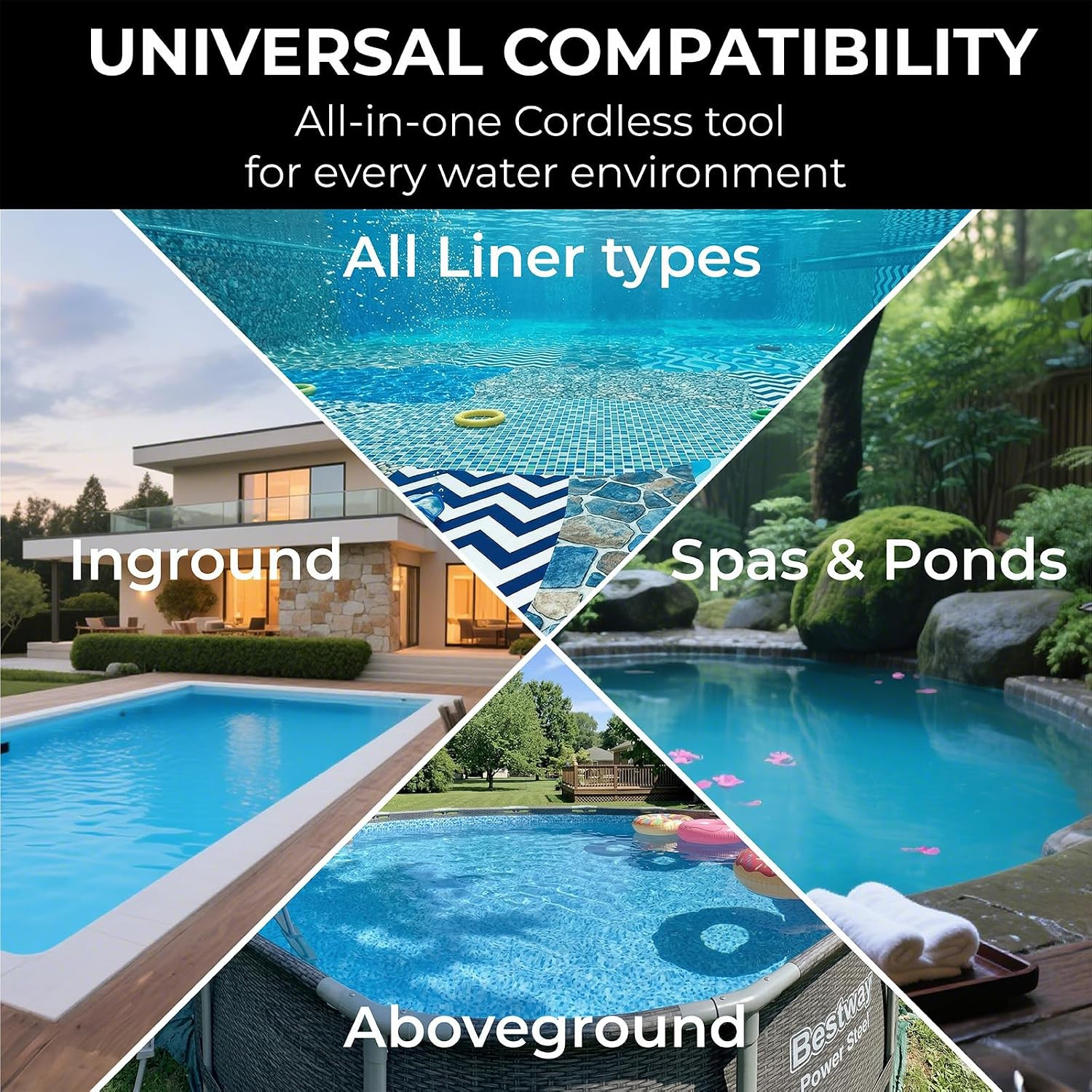 24V Cordless Handheld Pool Vacuum with 3-Stage 3D Micro-Filtration | 65W 43Kpa H