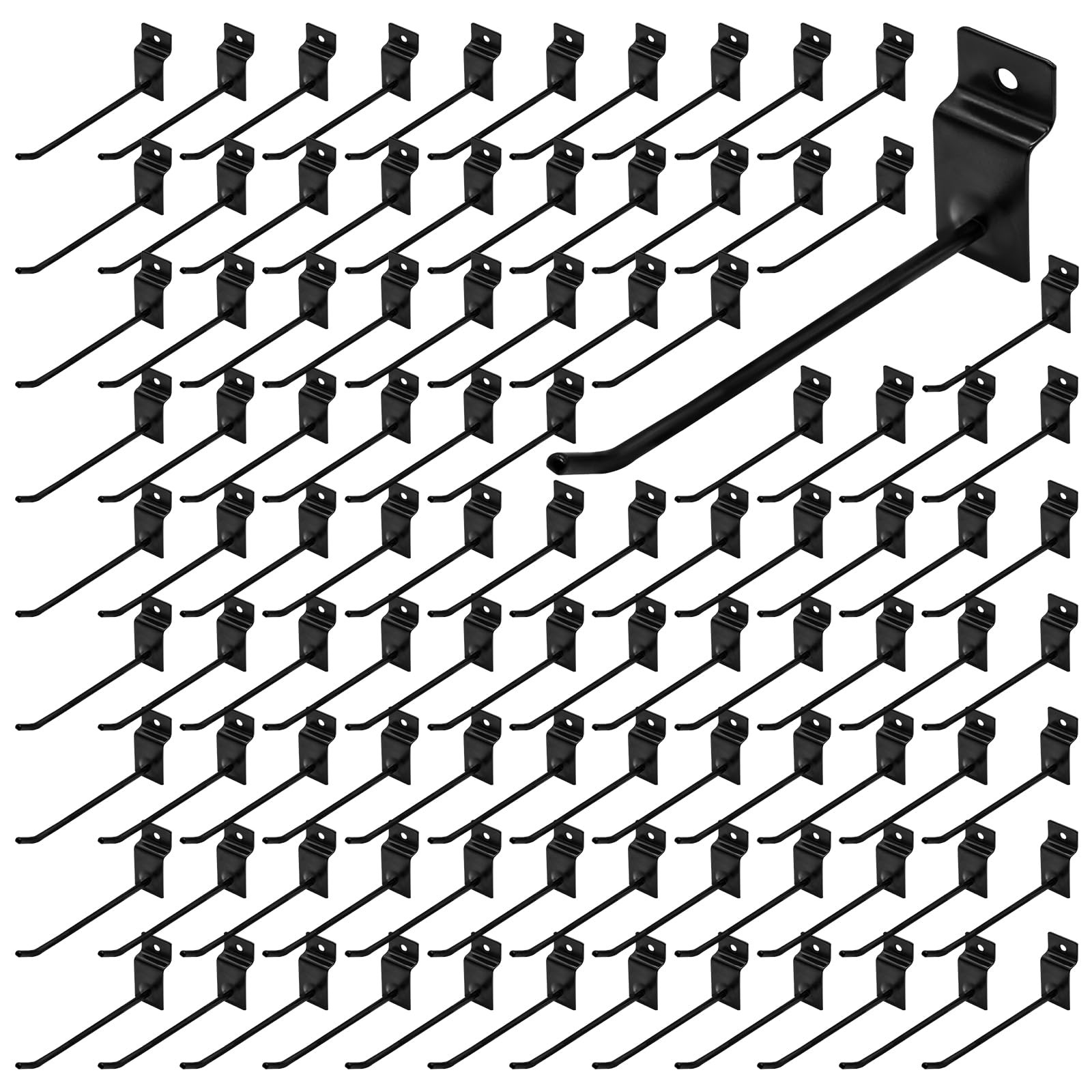 100 PCS 6 Inch/15cm Heavy Duty Slat Wall Display Hooks Black Pegboard Pegs