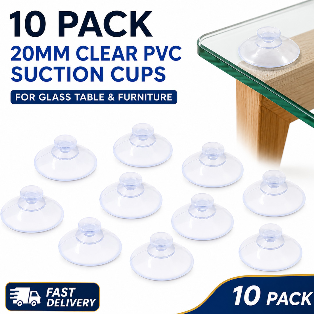 10 Pack Clear Suction Cups for Glass Table Furniture, 20MM Thick PVC Sucker Pads
