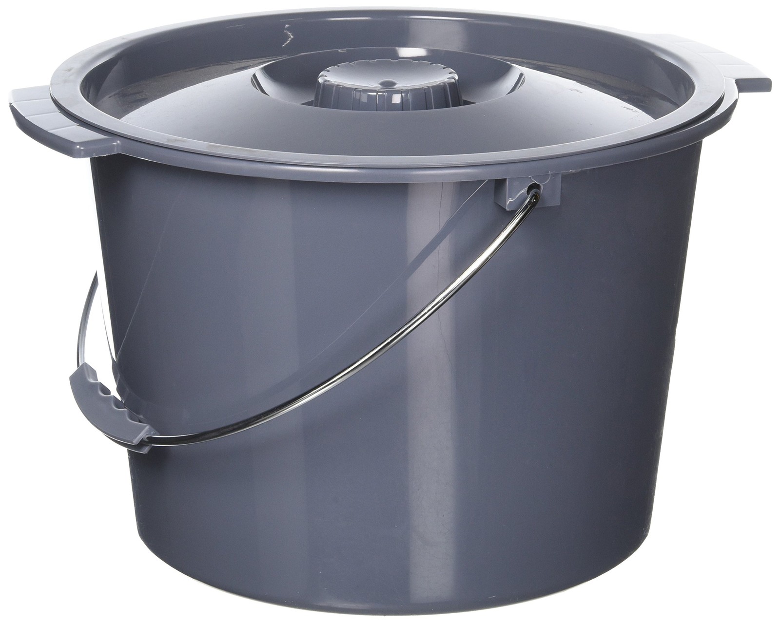 Medline Commode Bucket with Lid and Handle Case 1 Count (Pack of 1), Dark Gray