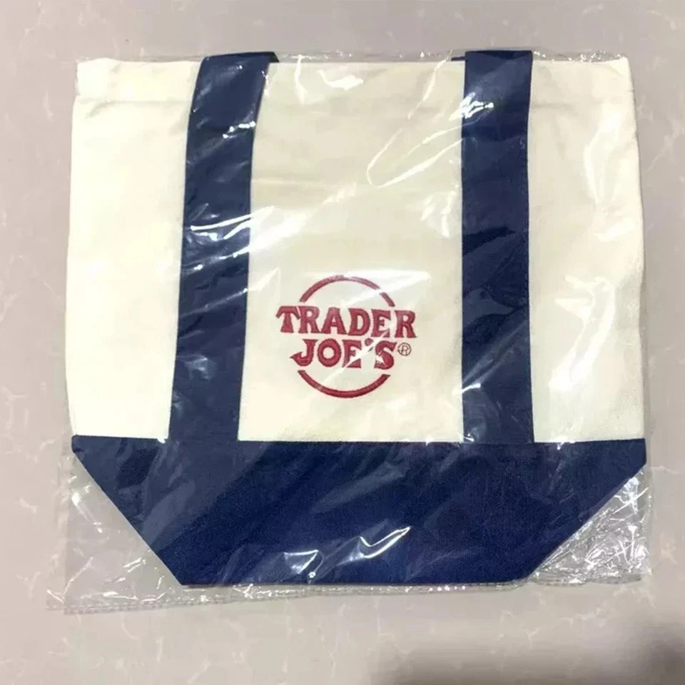TRADER JOE’S New w/Tags Mini PASTEL BASIC Canvas Tote Bag SET of 4 2025 Red Blue