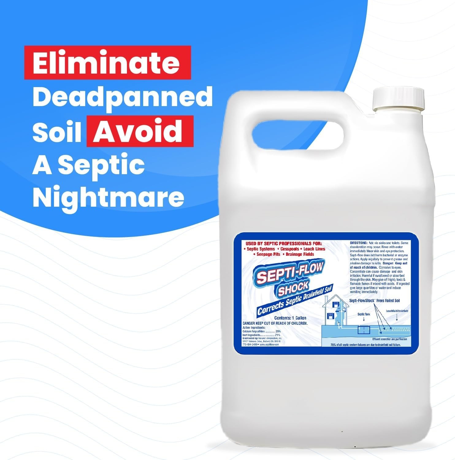 Heavy-Duty Shock Septic Drainfield Treatment – 128 Fl Oz to Clear Leach Fields
