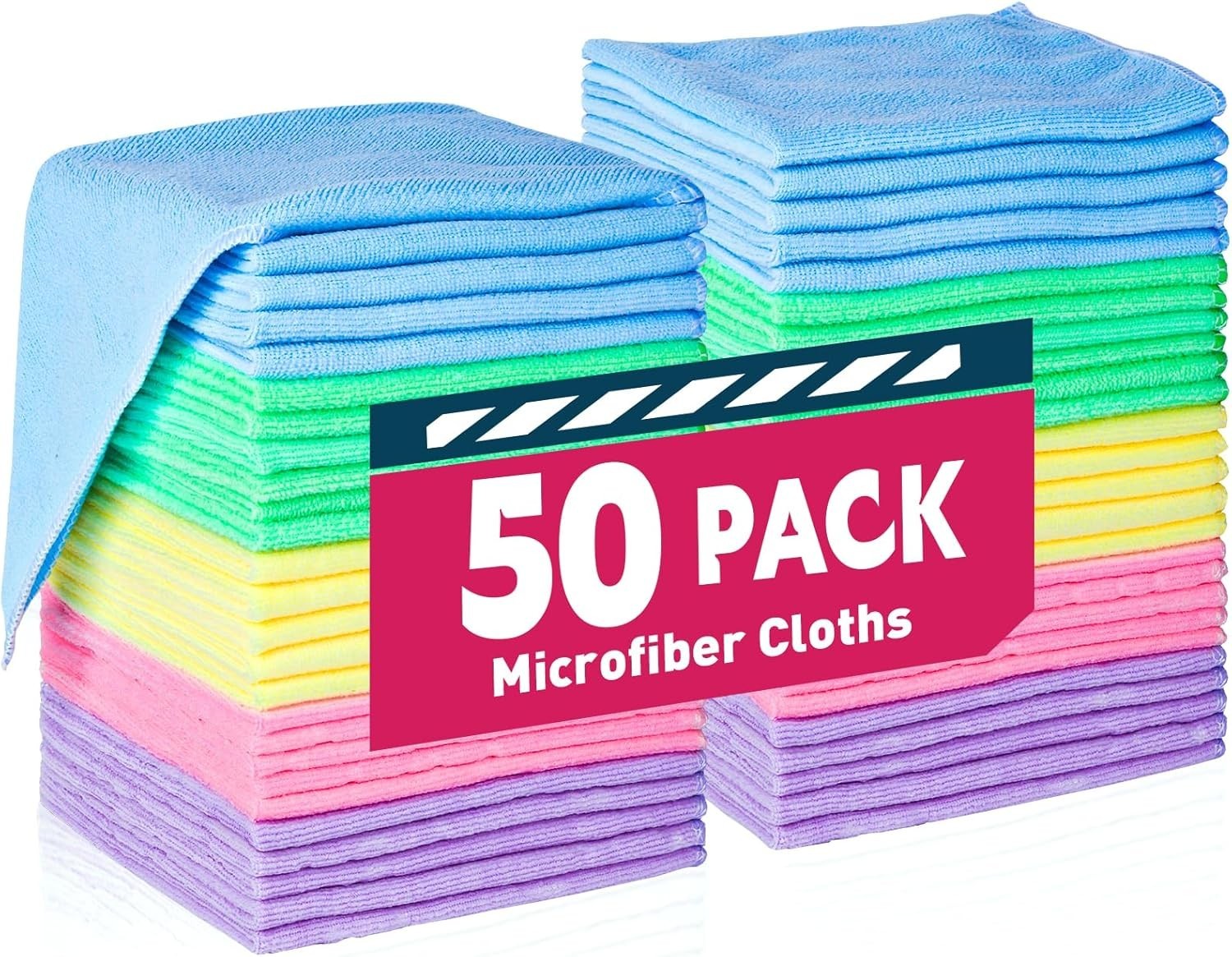 Microfiber Cleaning Cloth Set of 50 Towel Rag Car Polishing Detailing No Scratch