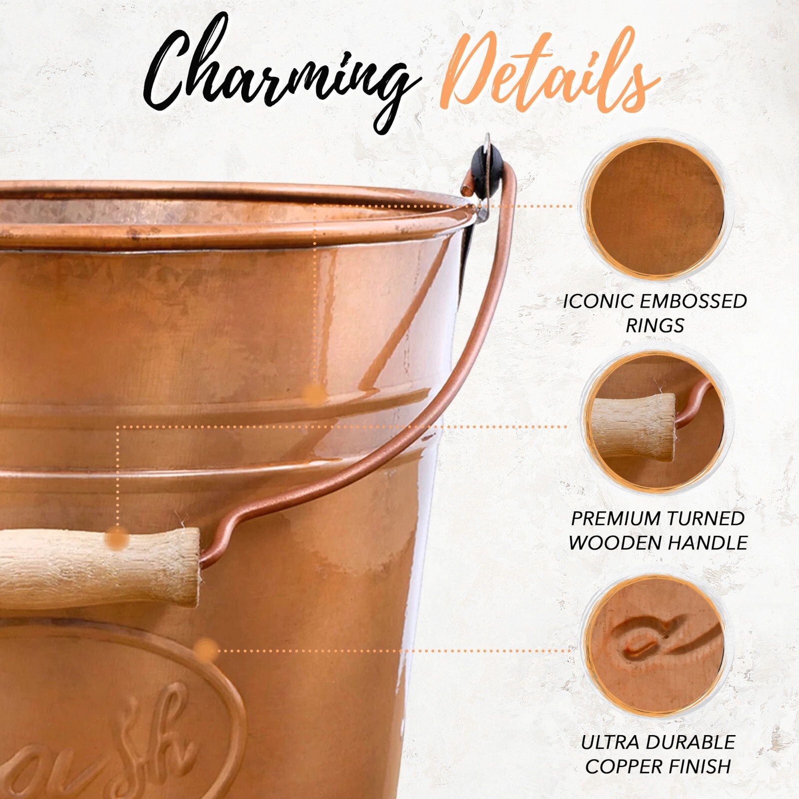 Autumn Alley Copper Tone Metal Farmhouse Trash Can | 7L, 2 Gallon Trash Can