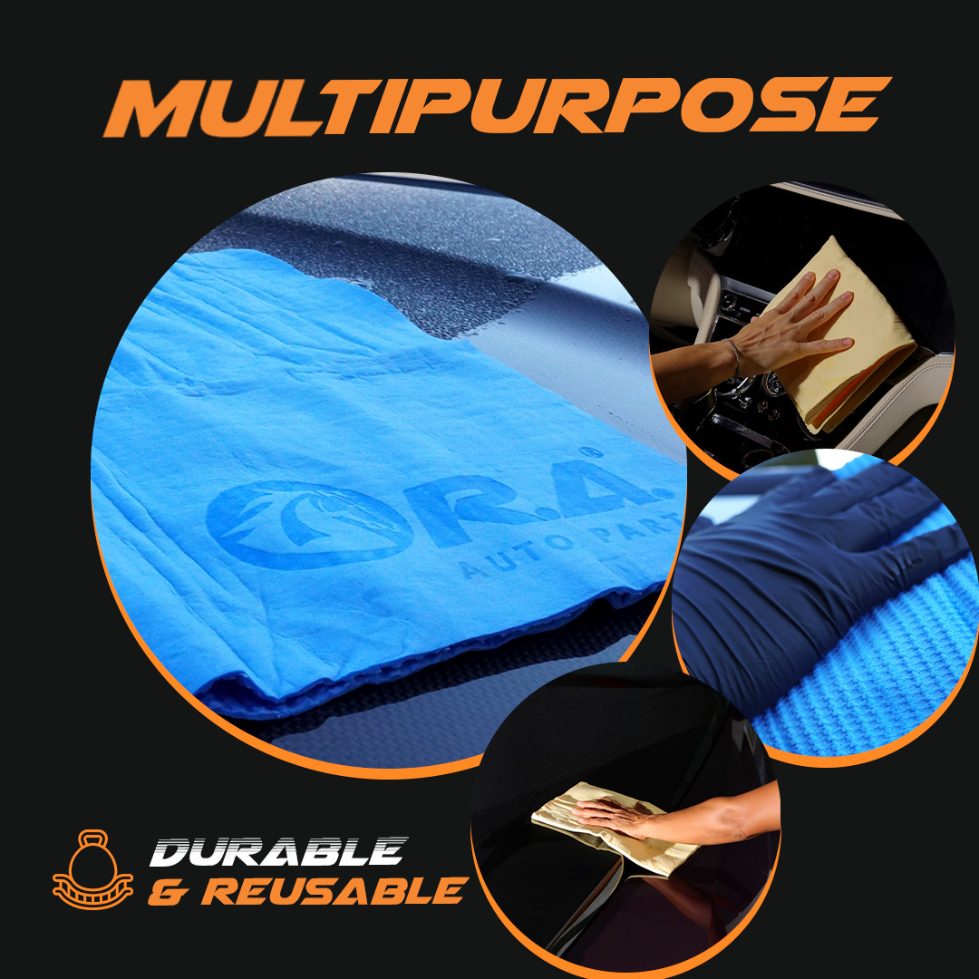 R.A. Premium 2pk (26″x17) +1 Free Shammy Cloth for Car Drying – Super Absorbent