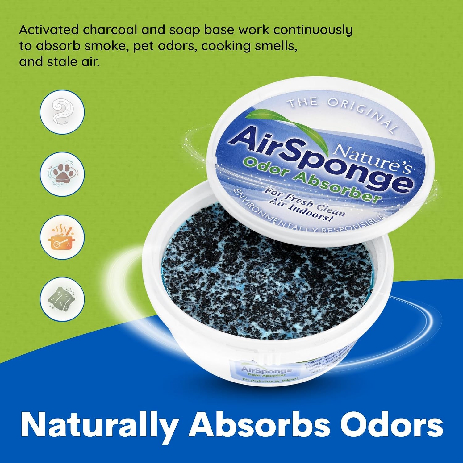 Activated Charcoal Odor Absorber Air Sponge 8 Fl Oz Environmental Odor Remover