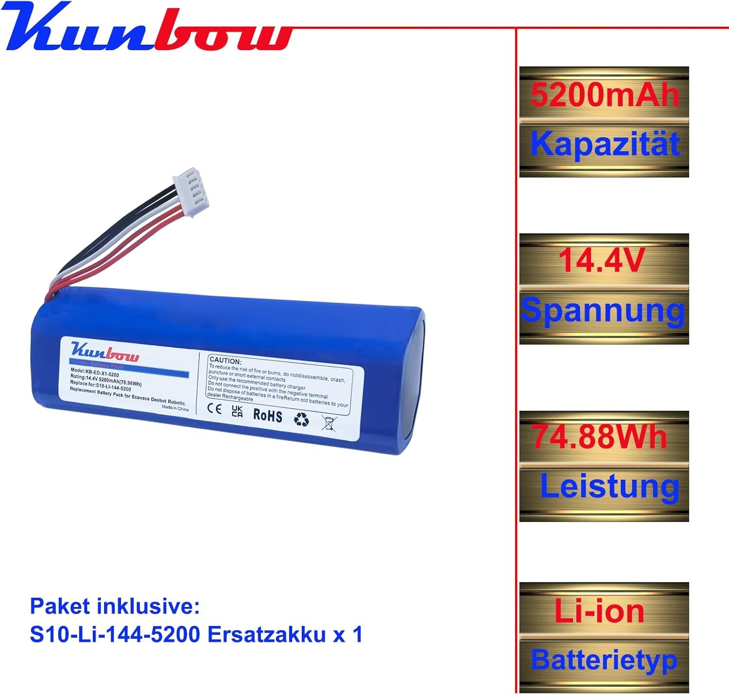 5200mAh Replacement Battery for Ecovacs Deebot Ozmo 950 DX9G Deebot X1 Deebot