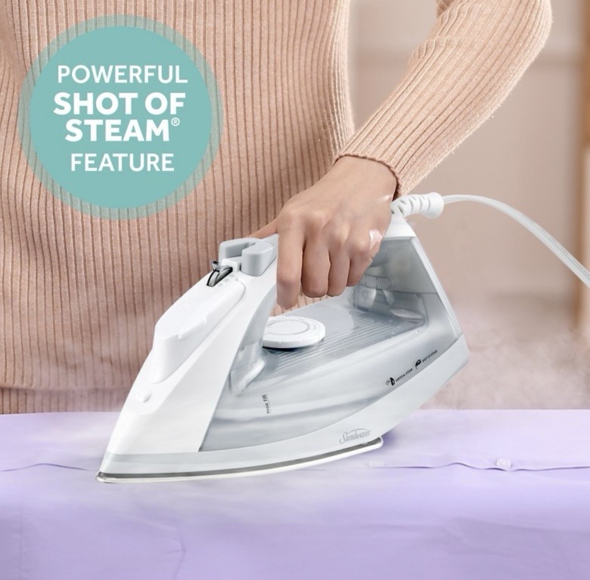 Sunbeam Compact Steam Iron 1200W 200mL Stainless Soleplate Shot of Steam
