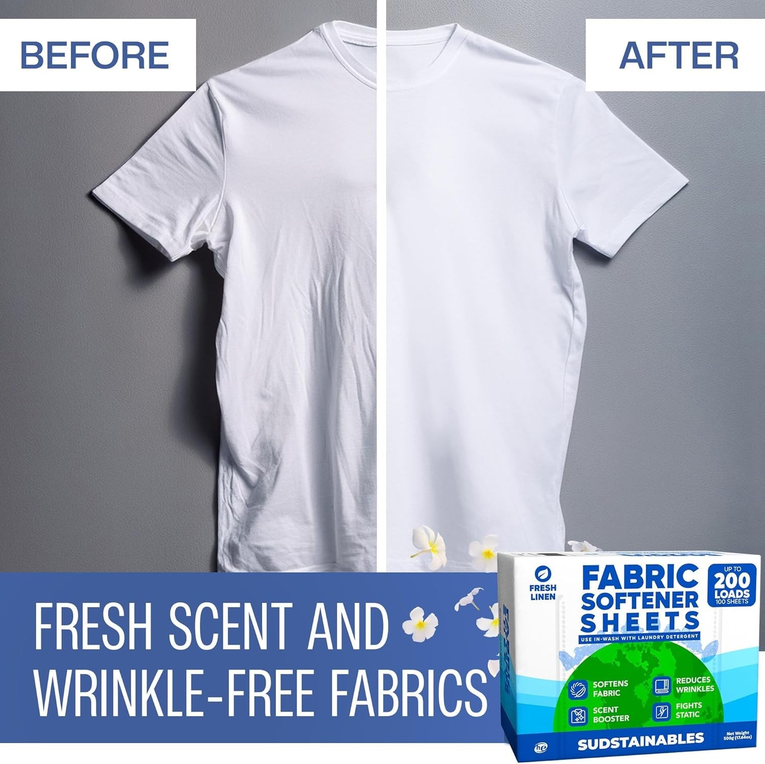 Mess-Free Soft Fabric Softener Sheets for Hassle-Free Laundry – 200 Loads