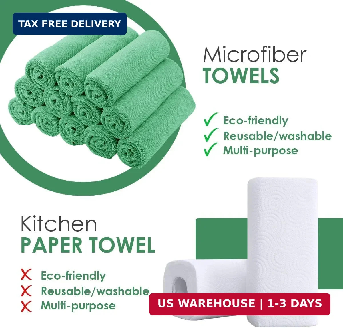 Avalon Towels Microfiber Cleaning Cloths (Value Pack of 12) – Size 12 x 12 Inche