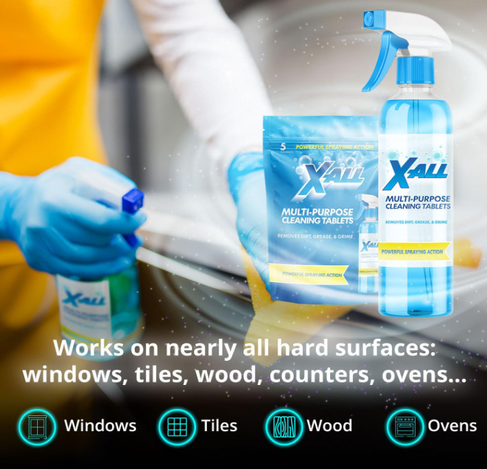 X-ALL Multi-Purpose Cleaner – Spray Bottle and 5x Cleaning Tablets – Cleaner for