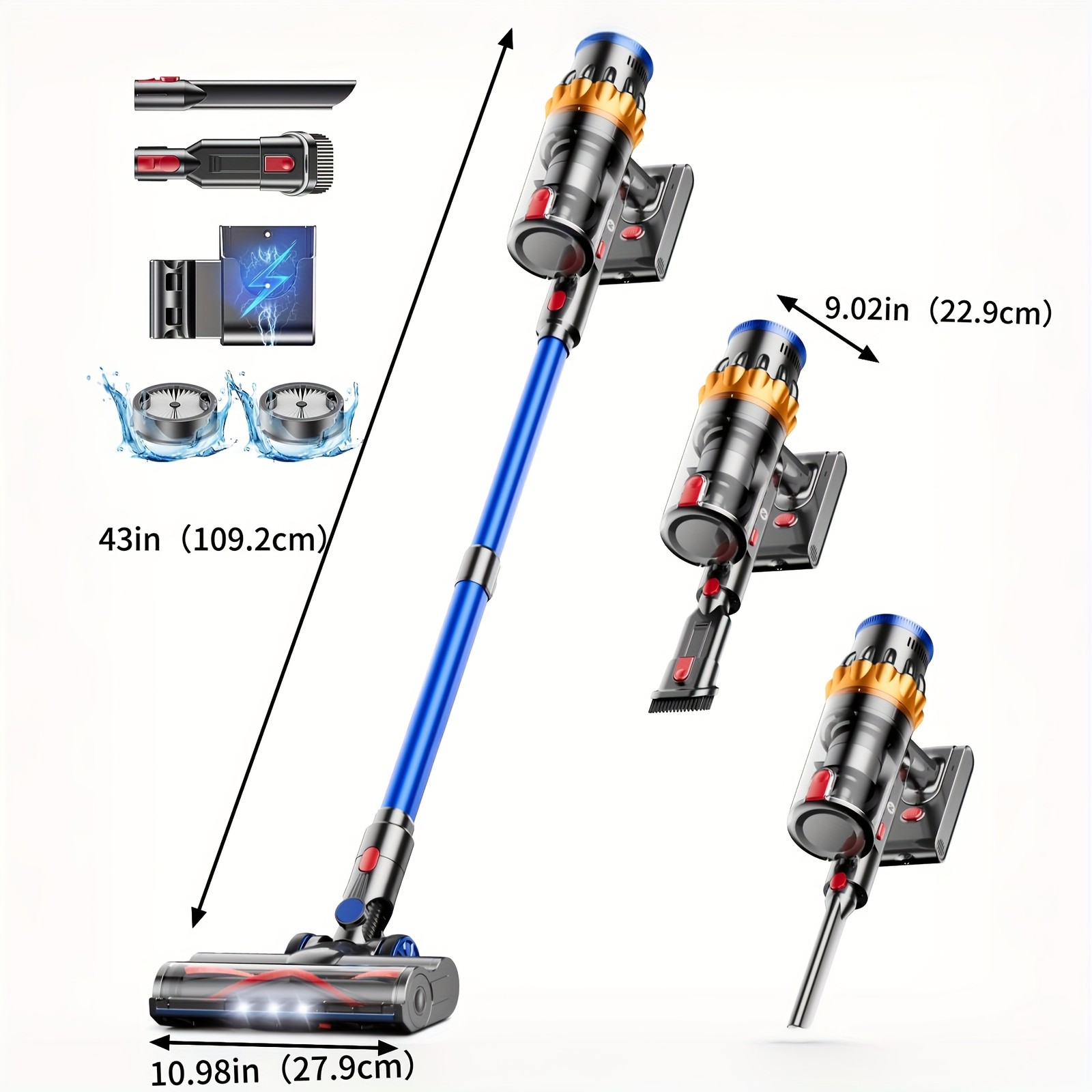 V28 Cordless Vacuum Cleaner Brushless Motor 45kpa 550W 65min Runtime Rechargeble