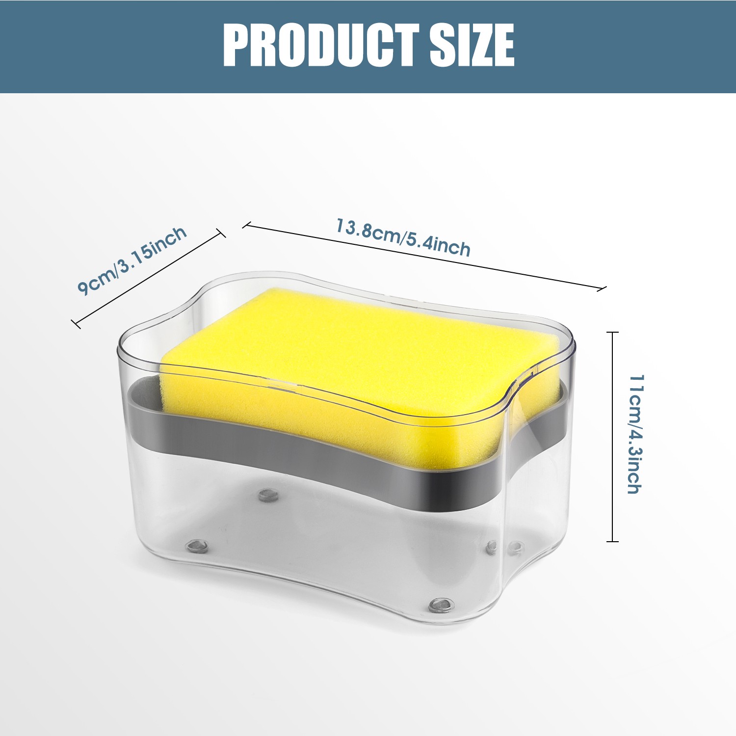2-in-1 Kitchen Dish Soap Dispenser with Sponge Holder ABS Sink Organizer Rack x1