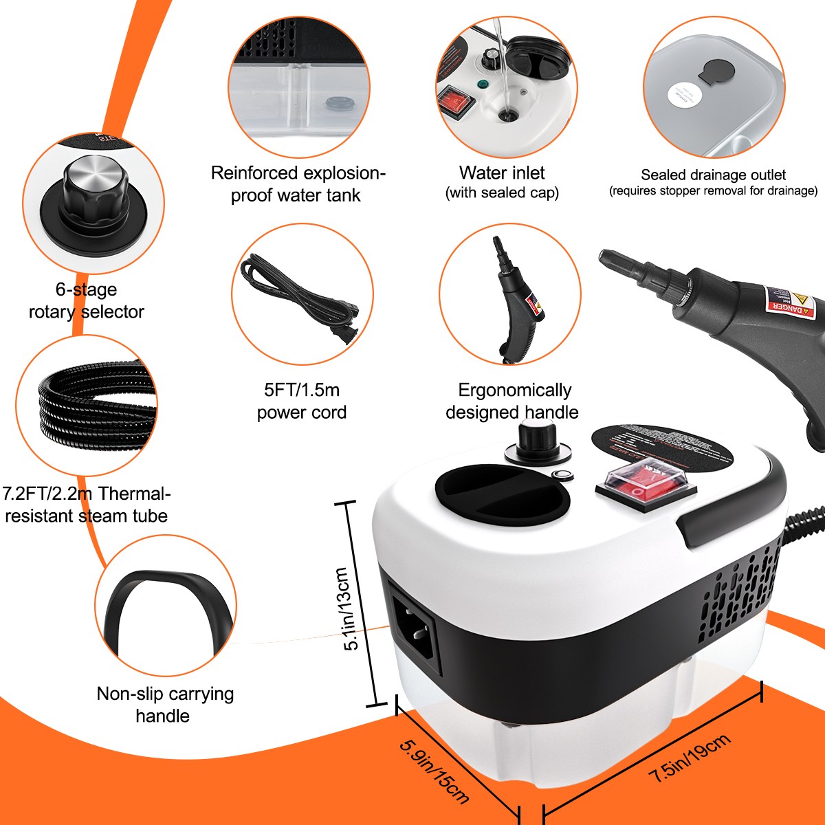 2500W Handheld Steam Cleaner High Pressure Household Car Steam Cleaning Machine