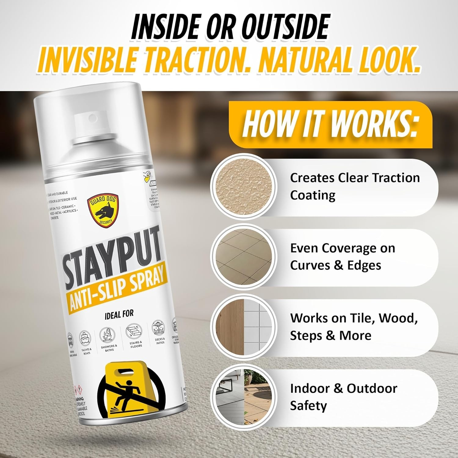 StayPut Anti-Slip Spray Clear Invisible Traction Tile Shower Pool 80-120sqft