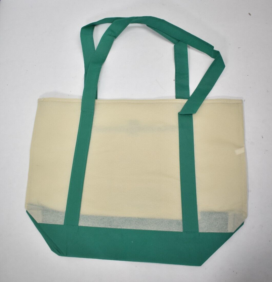 Lot of 10 Hot Yoga Shopping Carry Bag Green/Beige BRANDED Dual Straps 17″x13″