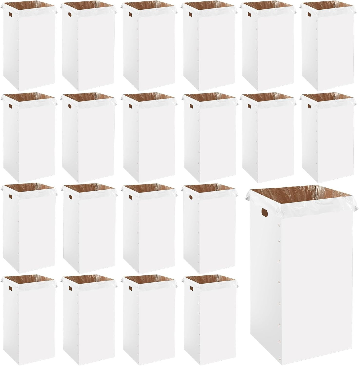 20 Pcs 50 Gallon Disposable and Reusable Corrugated Cardboard Trash Cans for Eve