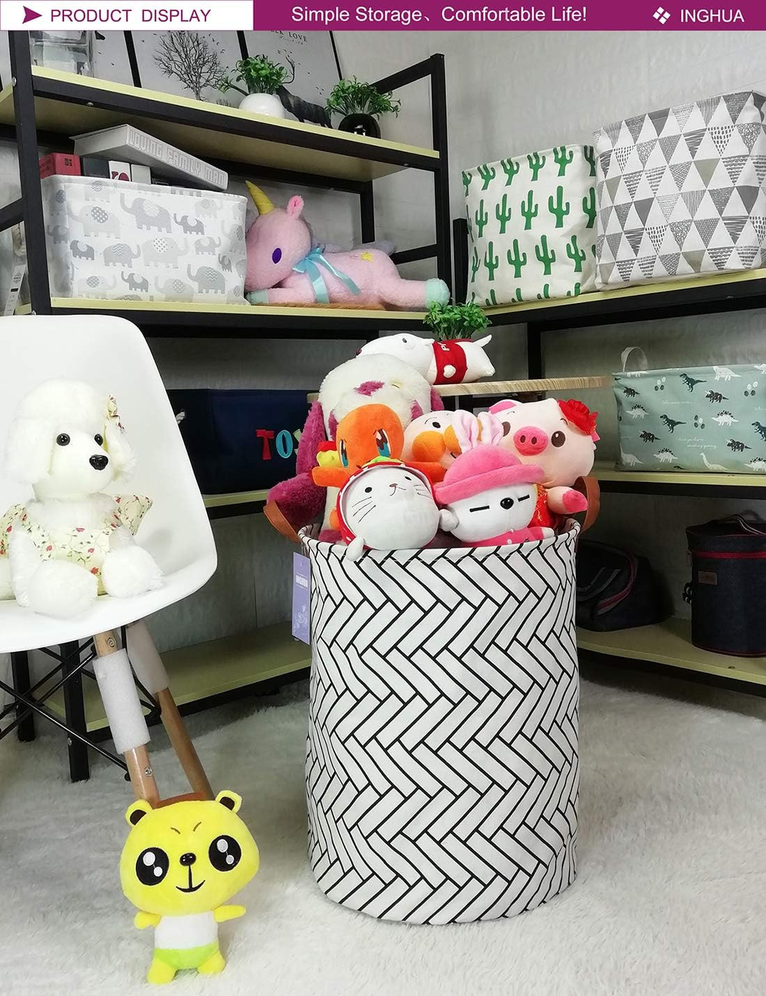 Laundry Hamper Large Canvas Fabric Lightweight Storage Basket/Toy Organizer/Dirt