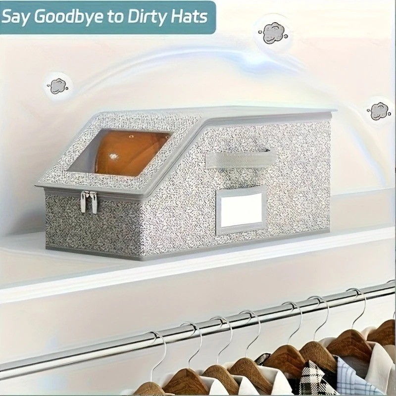 1/2x Stackable Hat Storage Organizer for Baseball Caps 24 Caps Hat Box with Lid