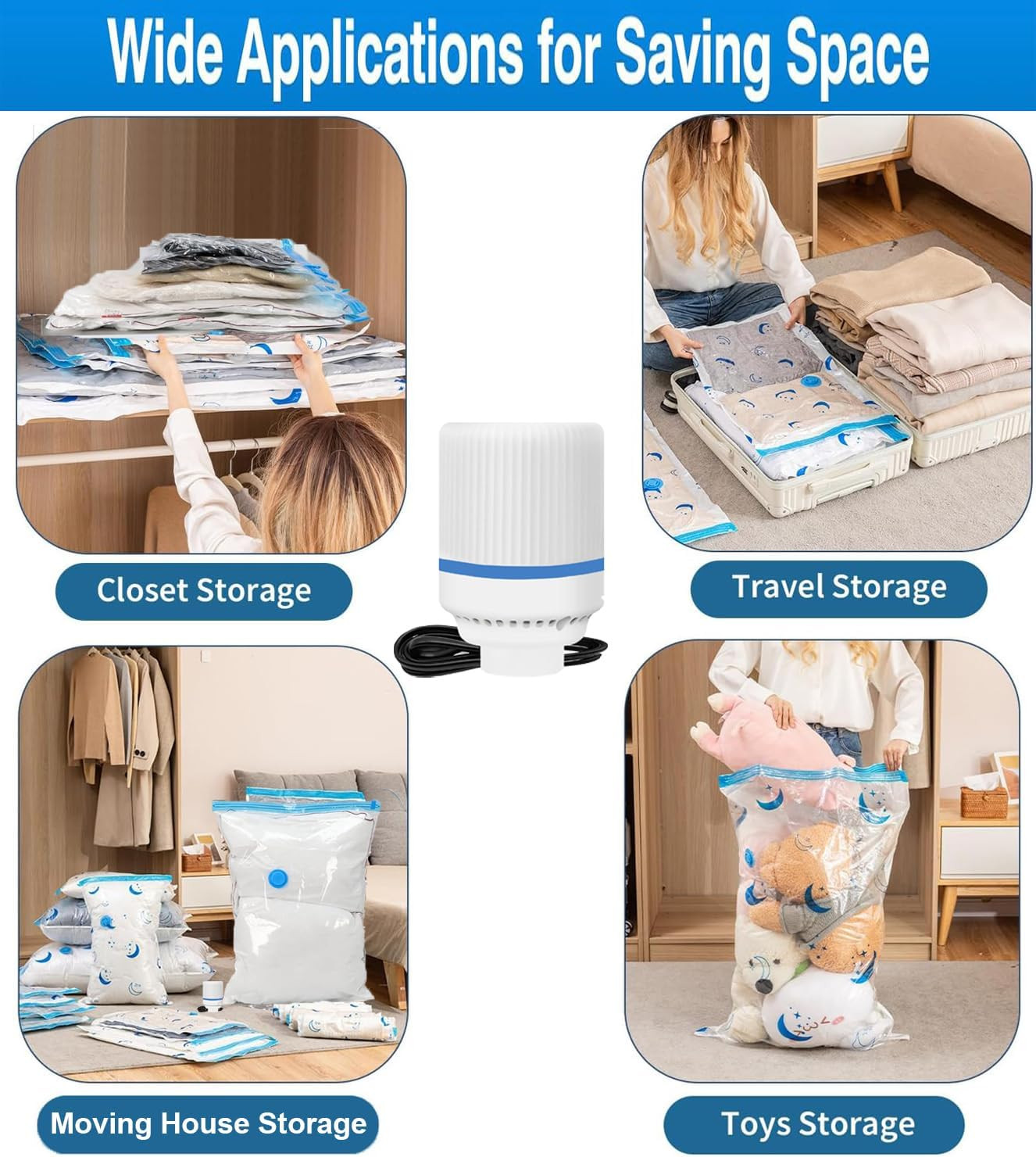Electric Pump for Vacuum Storage Bags Travel Vacuum Pump for Various Sealing Bag