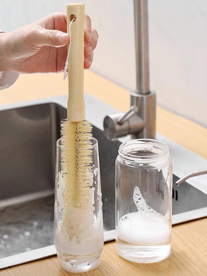 Wooden Handle Nylon Cup Cleaning Brush, Kitchen & Dining, Durable & Ergonomic
