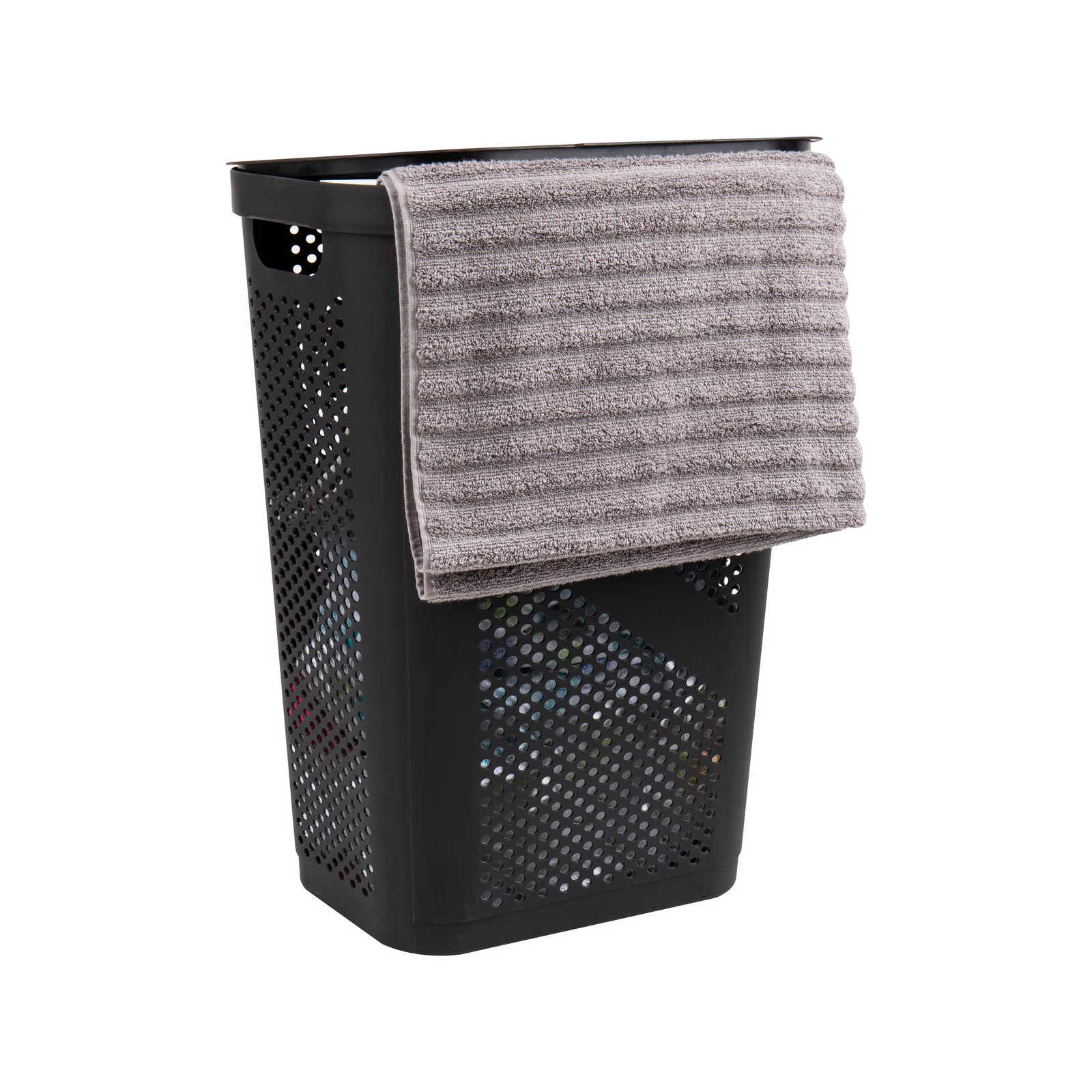 60L Slim Laundry Hamper, Lid, Ventilated, Plastic, 17.25″L x 13.75″W x 23.5″H,