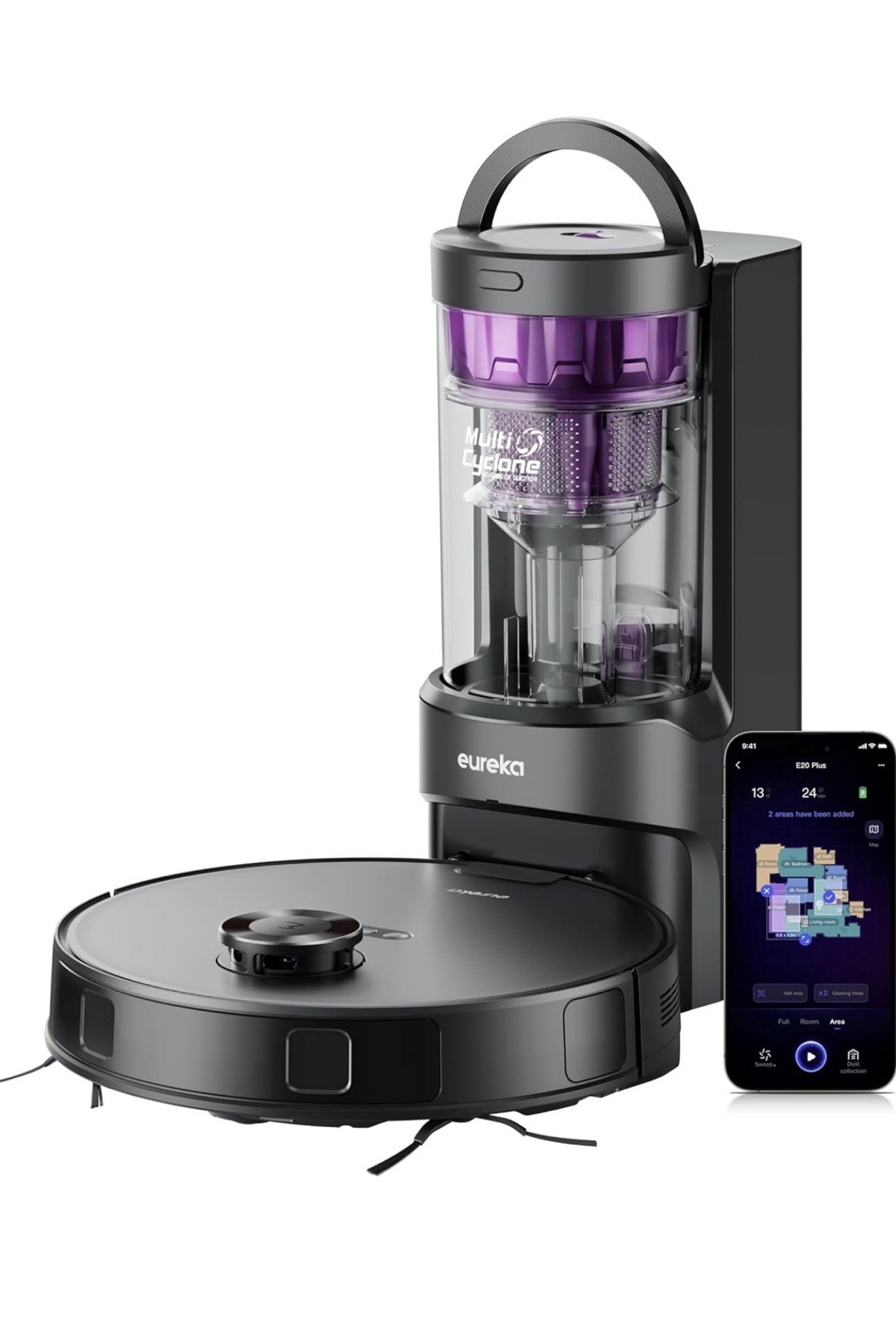 Eureka E20 Plus Robot Vacuum and Mop Combo with Bagless Self Emptying Station