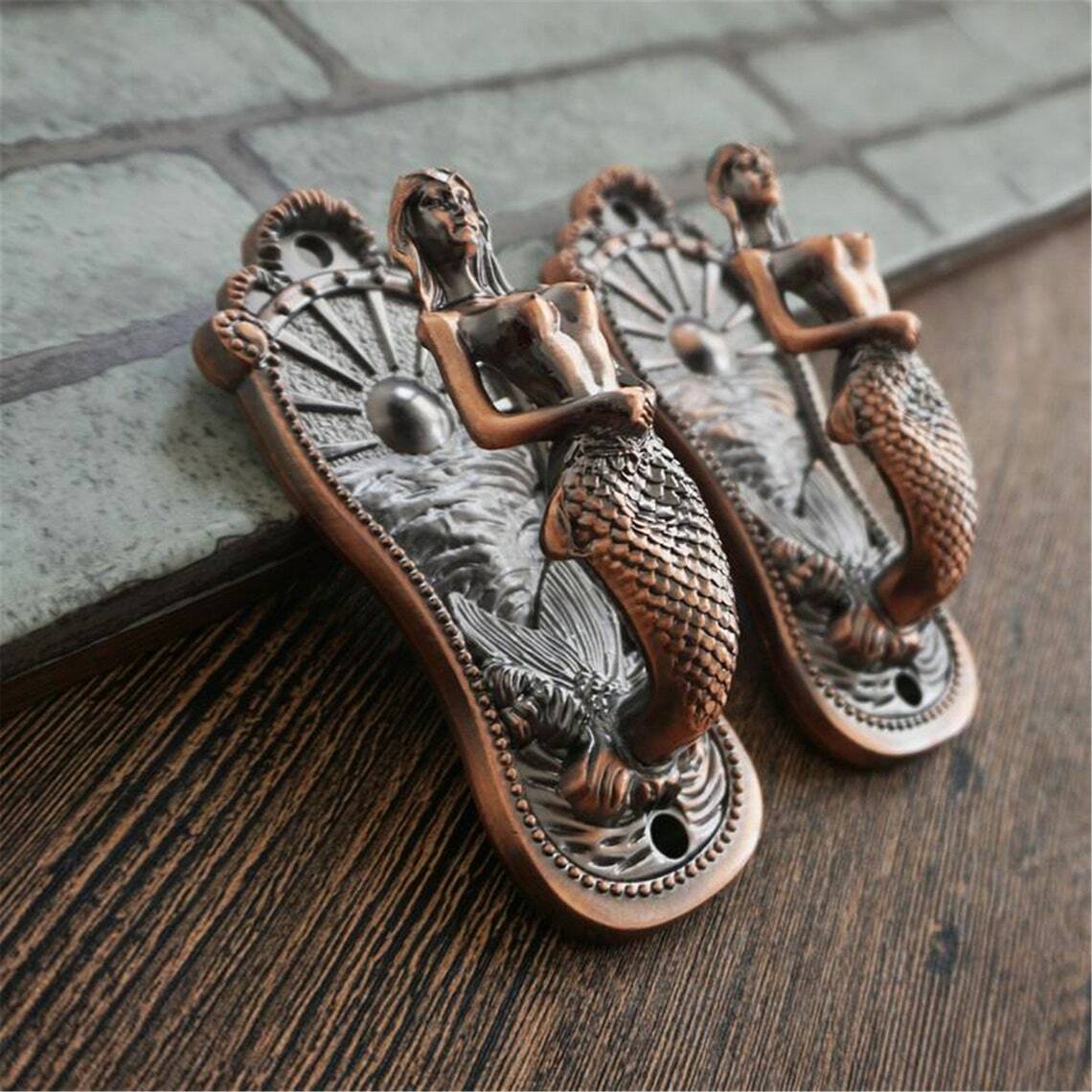 Vintage Bronze Mermaid Hooks Wall Hook Curtain Tie Backs Coat Hooks Coat Hangers