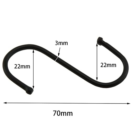 S Hook 12PCS 2.7 x 0.8 x 0.1Inch Black Heavy Duty Stainless Steel S-Shaped