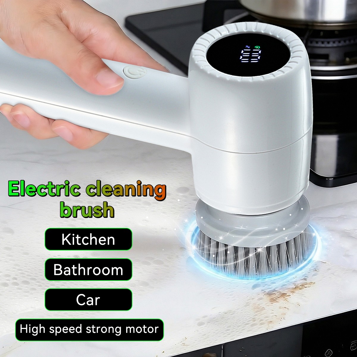 Mini Electric Cleaning Brush 9 In 1 Spinning Scrubber Handheld Electric Cordless
