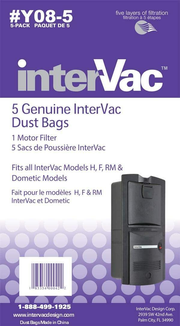 Genuine Intervac 5-pack Dust Bags and Exhaust Filter Y08-5