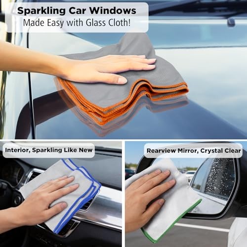 12 Pack Microfiber Glass Cleaning Cloth, 13.8” X 10.8″ Sliver-multicolor