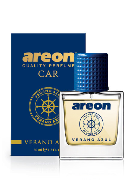 Areon Car Perfume 1.7 Fl Oz. (50ml) Glass Bottle Air Freshener, Verano AZUL
