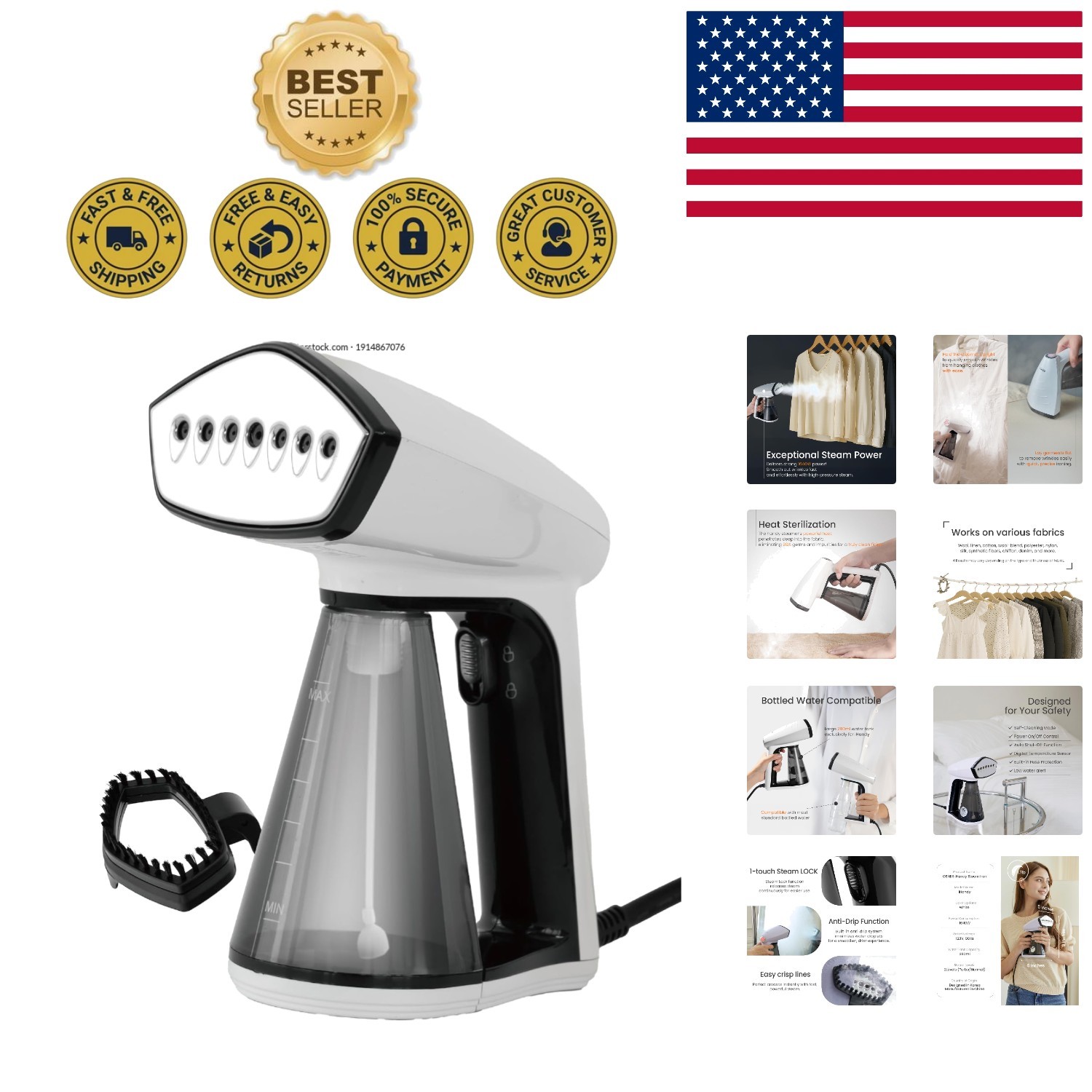 Compact Travel Steamer with 280ml Reservoir – Turbo Steam for All Fabrics