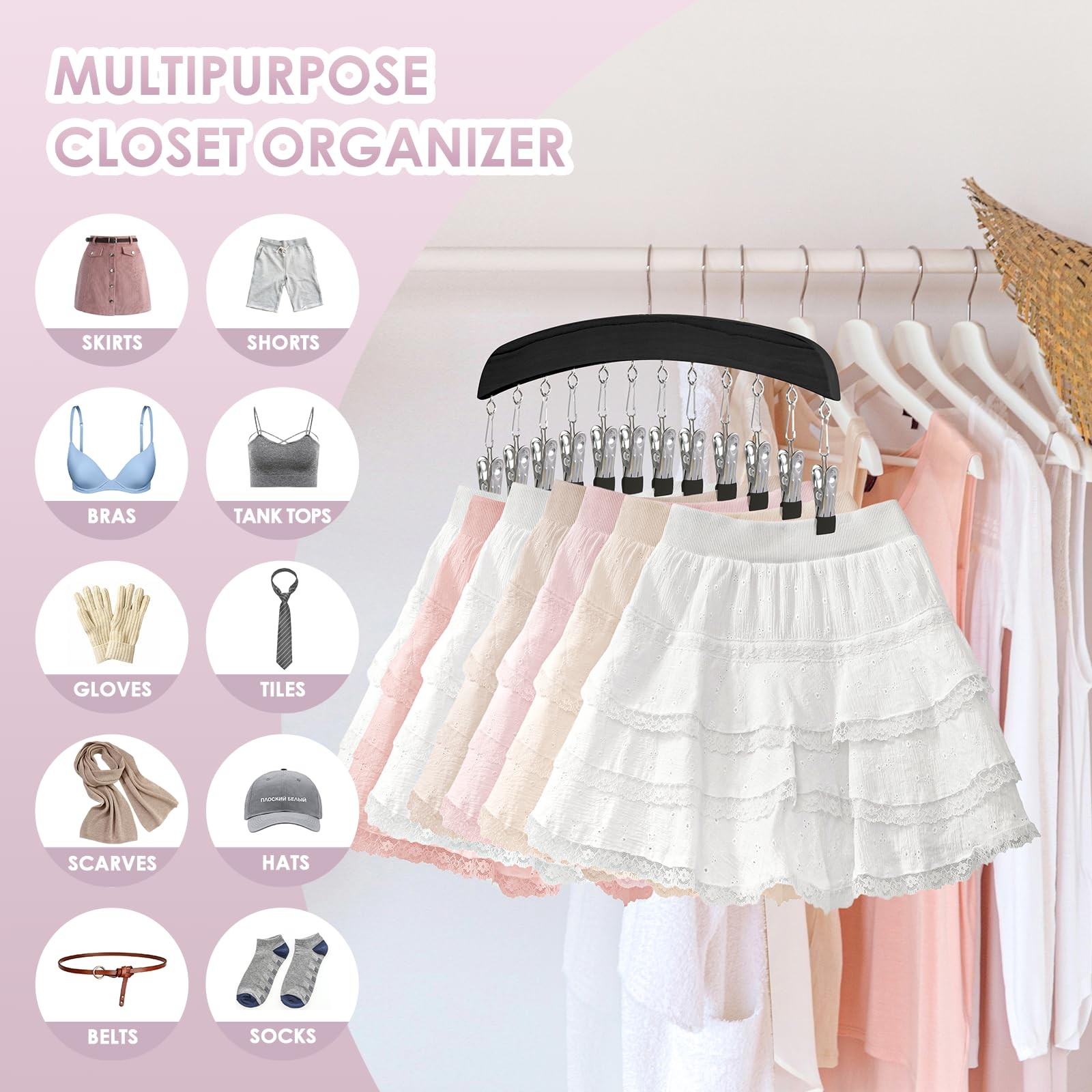 Leggings Hangers For Closet 2 Pcs Wooden Hanging Leggings Organizer Hanger With