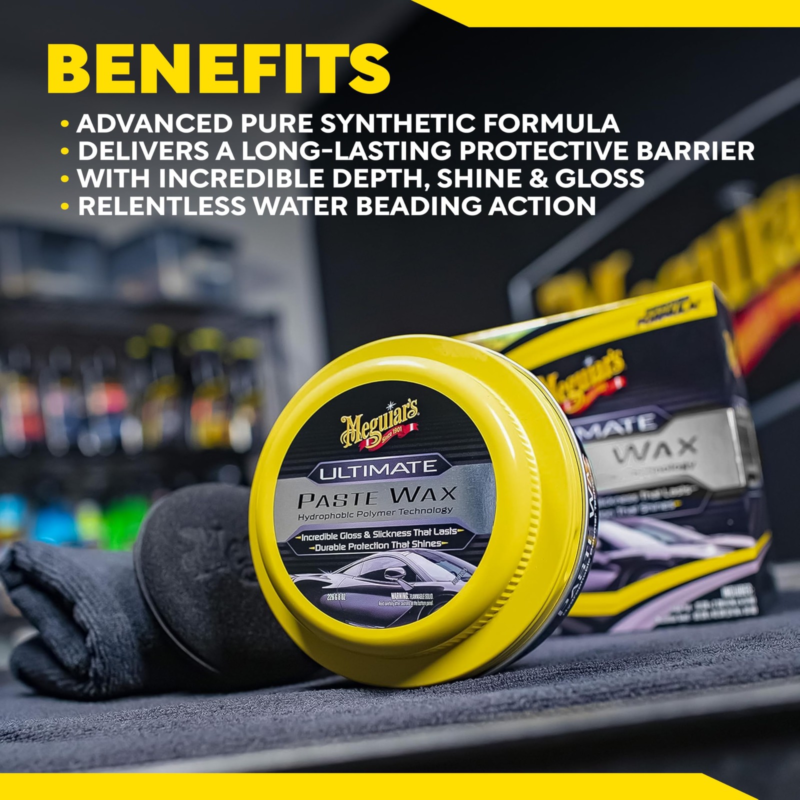 Meguiars Ultimate Paste Wax 8Oz Improved Formula Long Lasting Protection Shine