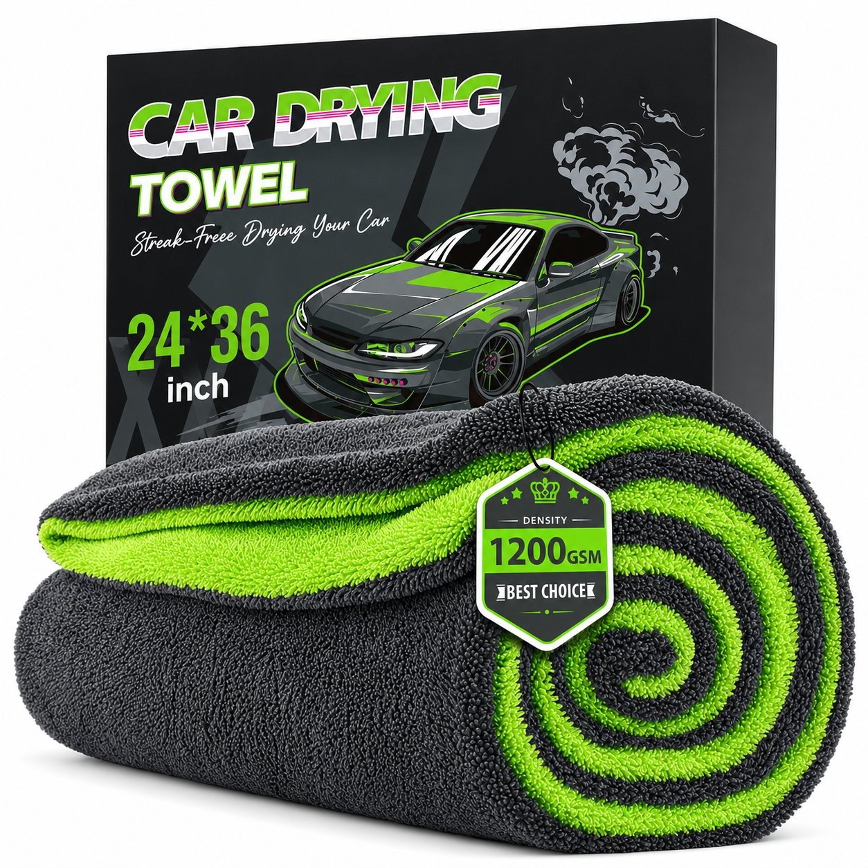 48x24in Microfiber Car Drying Towel 1400GSM Streak Free Auto Wash Cloth