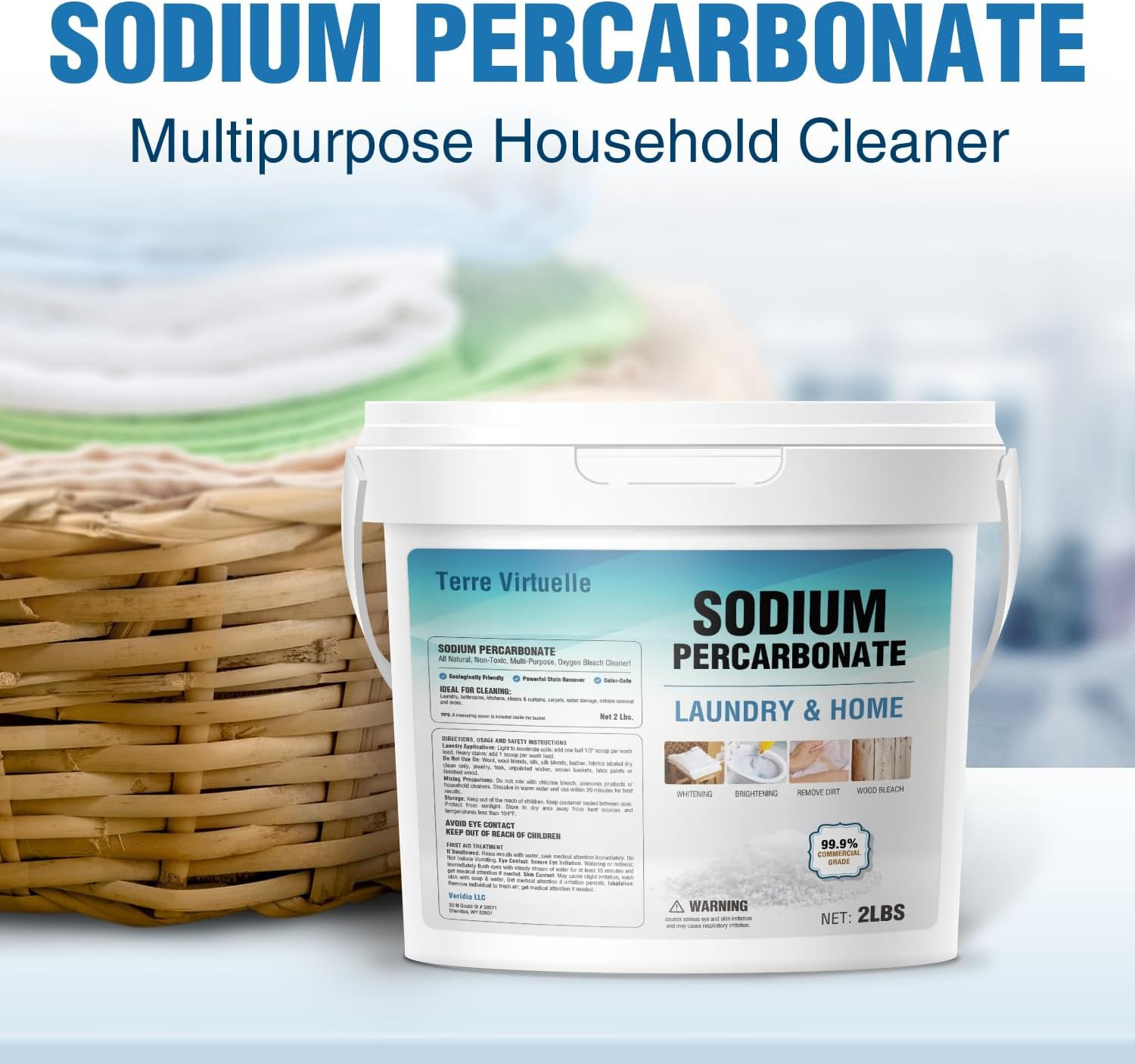 Sodium Percarbonate 2 lbs Oxygen Bleach Powder Laundry Booster Stain Remover Whi