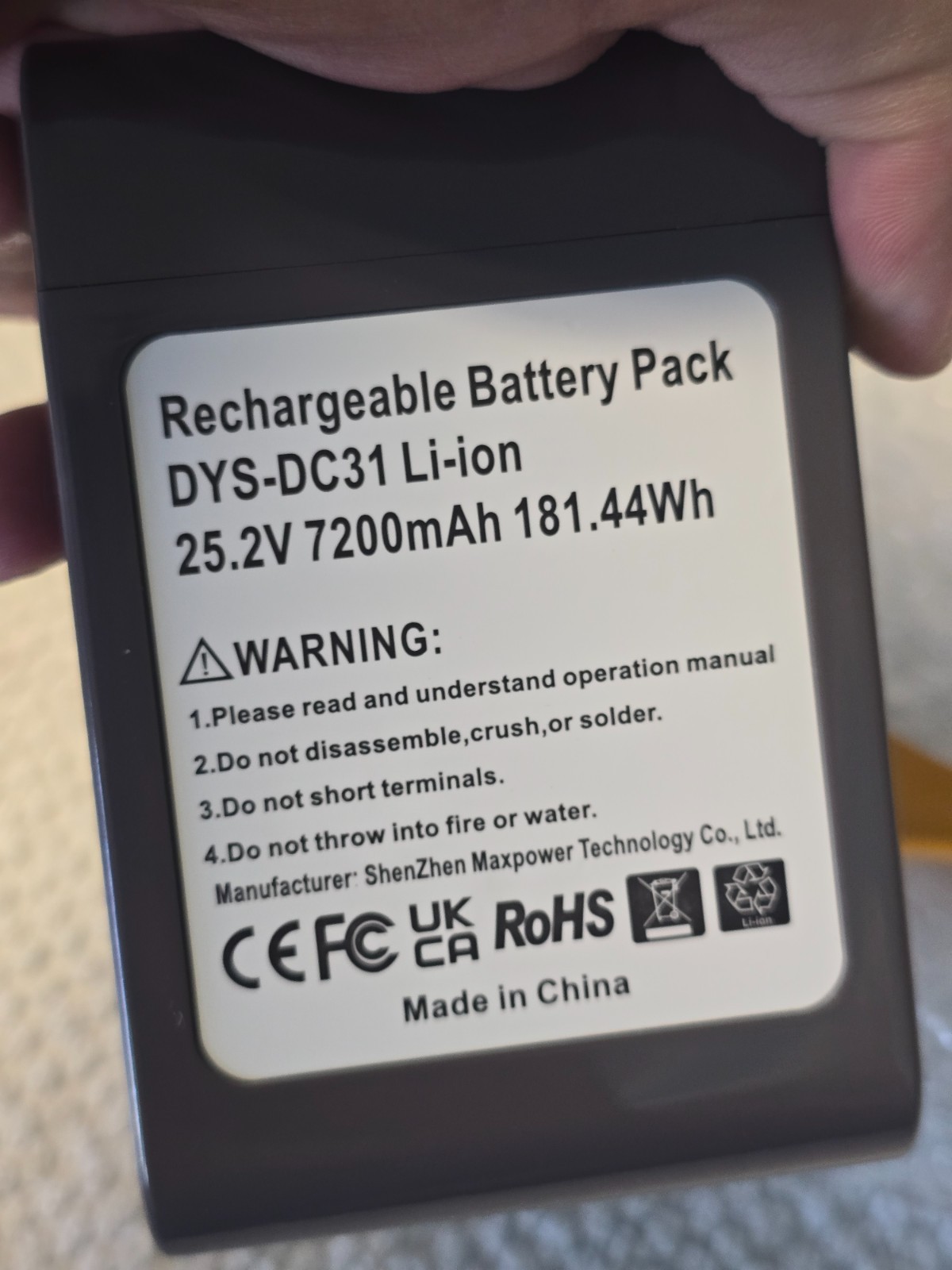 7200mAh DC44 Type-B Battery for Dyson DC31 DC34 DC35 DC45 Handheld Vacuum Clean