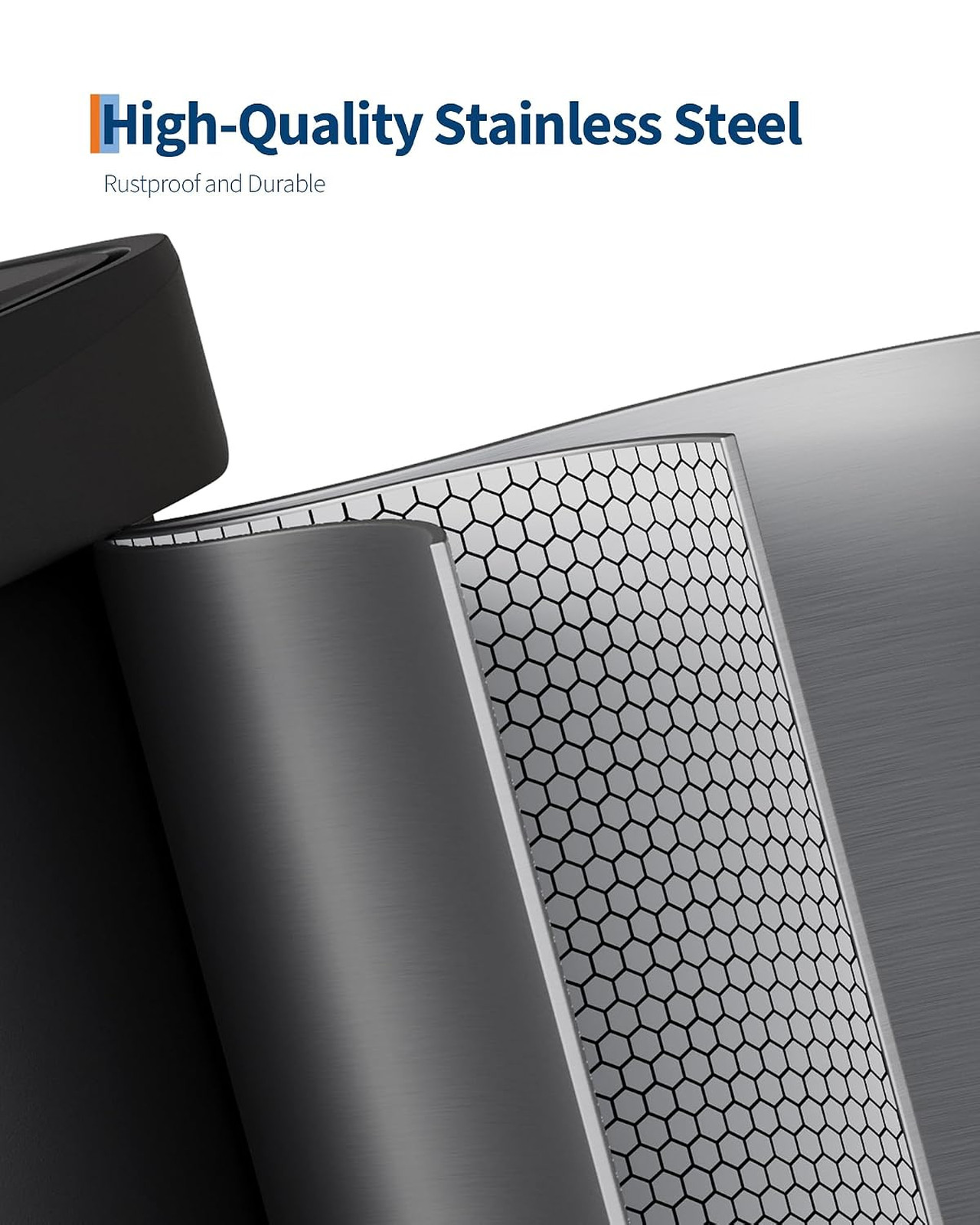 13 Gallon Stainless Steel Kitchen Trash Can with Lid, Rustproof Step-on Garbage