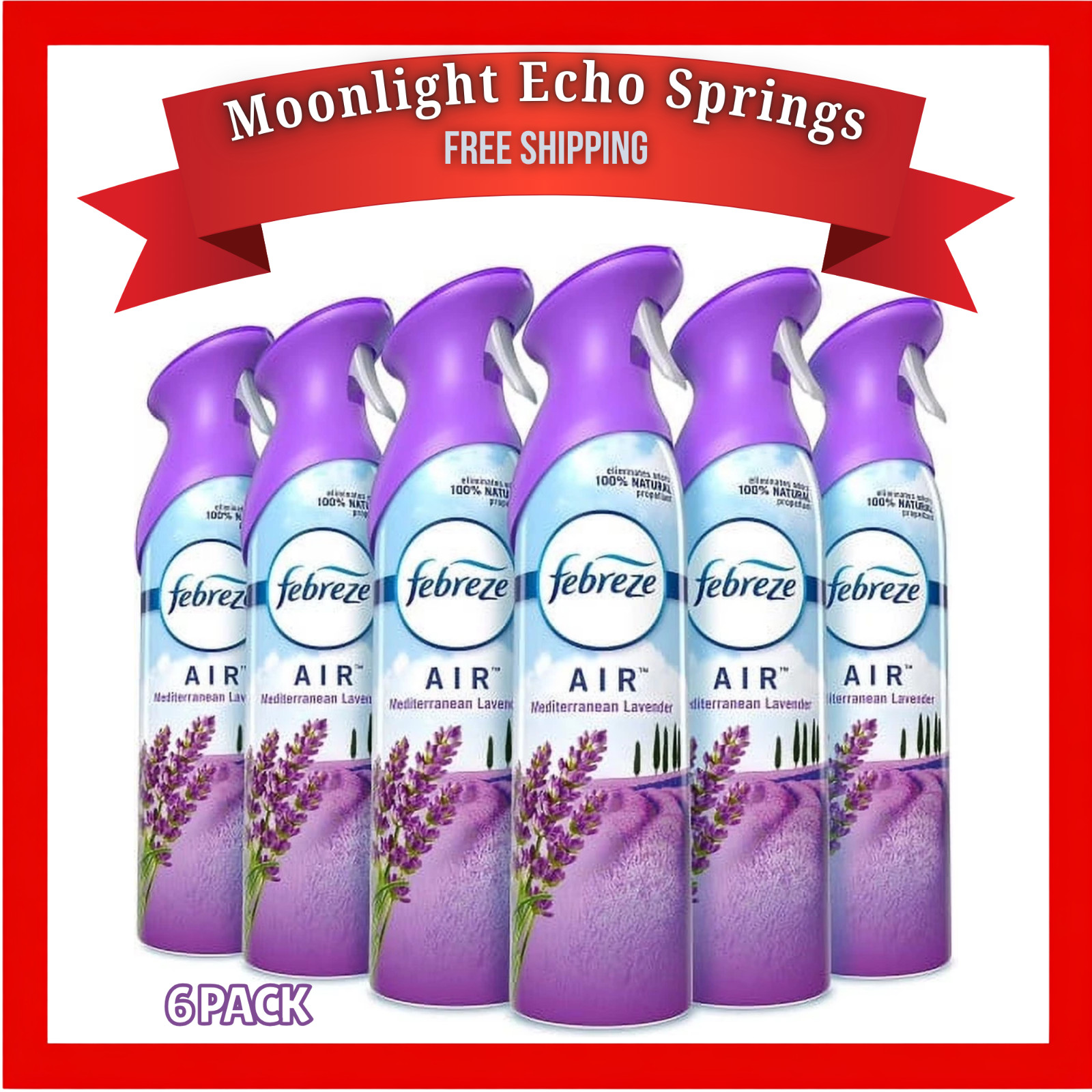 Febreze Air Mediterranean Lavender 8.8 oz Aerosol Spray 6 Pack