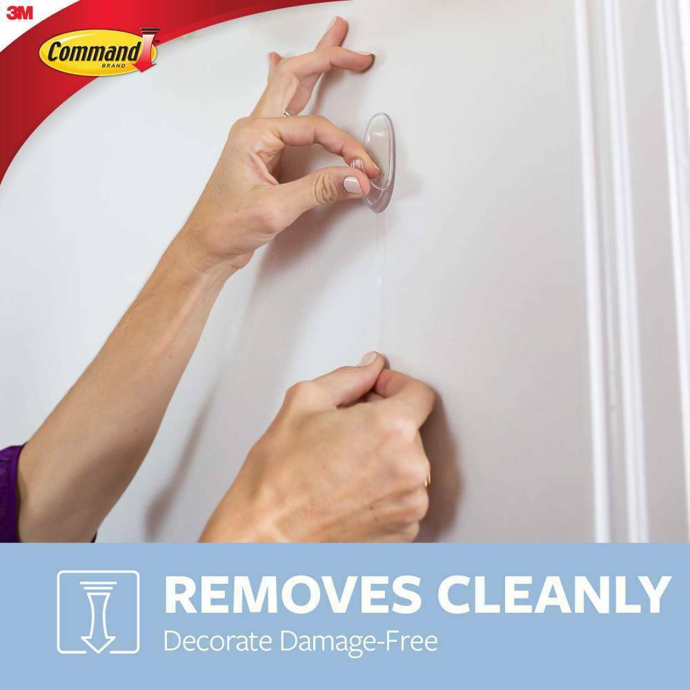 3 Packs 3M Command 2 Medium Clear Hooks & 4 Adhesive Strips Per Pack Max 2 lb