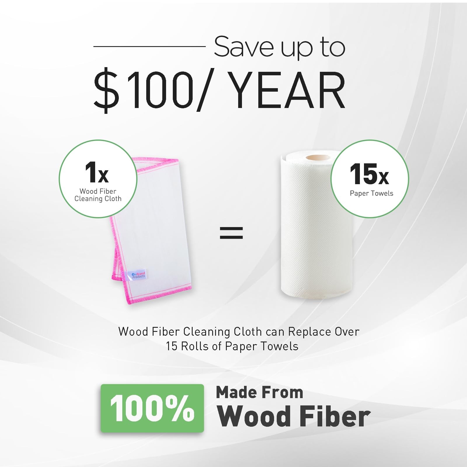 Naturally Wood Fiber Cleaning Cloth, 10 Pack 12″ x 10.7″ Each