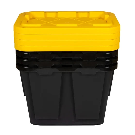 PLASTIC CONTAINERS BIN STORAGE BINS WITH LIDS STACKABLE TOTES 12 GALLON TUBS 4PK