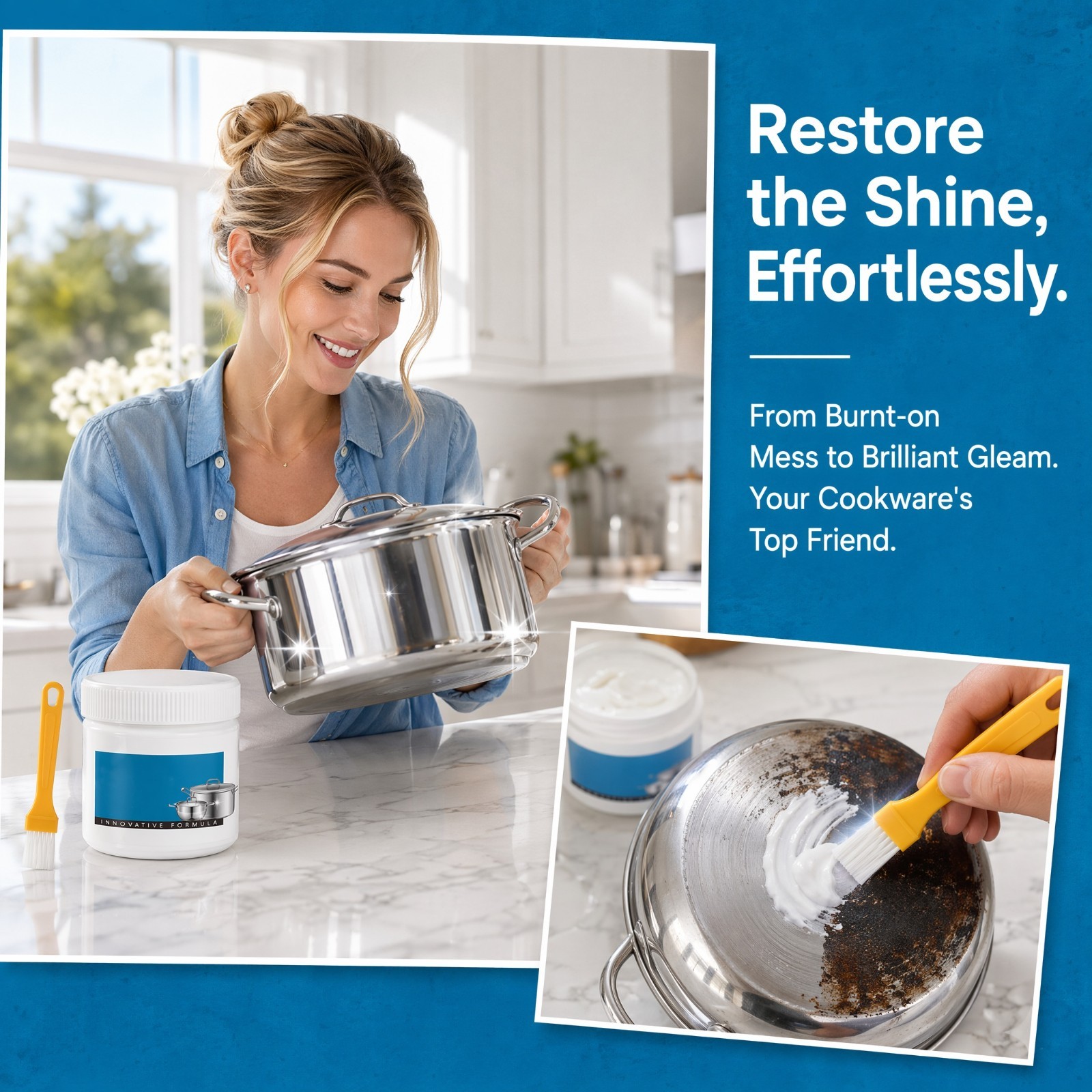 Burnt Residue Remover Paste Stainless Steel Pot Pan Cleaner Cookware Rust Stain